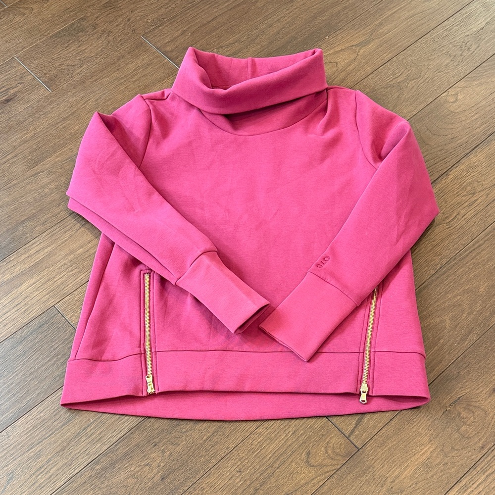 OTG Cowl Neck Sweater with Gold Zippers Mauve Pink Medium - C1-007